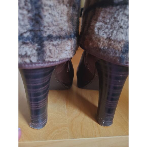 Ugg Australia Savoie Brown Leather Fold Down Platform Heeled Boots Shoes Size 8 - Picture 5 of 9